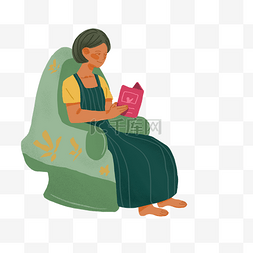 女人坐着读书看书