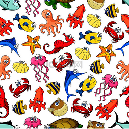 孩子的生活图片_可爱的海洋和海洋卡通动物和鱼类