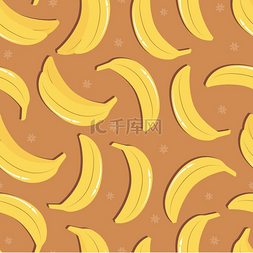 美味香蕉图片_水果无缝图案，浅棕色背景上有阴