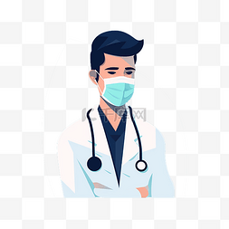 带口罩的医生卡通图片_一个带着口罩的医生