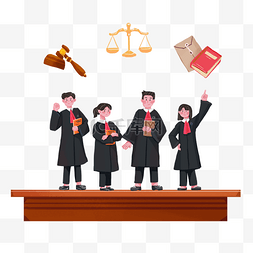 公平正义课件图片_法庭法官开庭法律律师四人