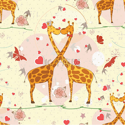 插图壁纸图片_可爱的长颈鹿无缝肉饼可爱的无缝