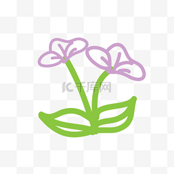 紫色花瓣卡通线稿剪贴画