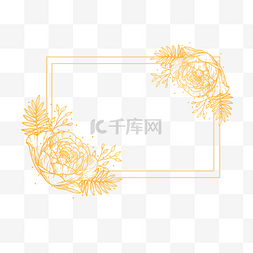 金线花卉婚礼金色花边长方形边框