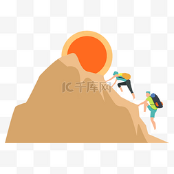 爬山砂石图片_户外运动爬山登山登高徒步双人