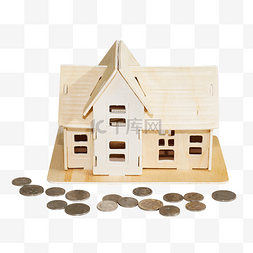 双12购房节图片_购房钱币买房房地产房产木头房子