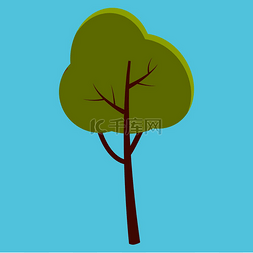 树图片_绿色的夏季树棕色茎扁平的特写图