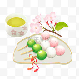 绿茶和花图片_赏花节日甜品麻薯日本团子