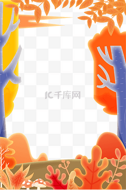 秋季风景海报图片_秋天景色立体边框