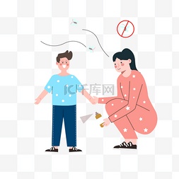 母亲小孩插画图片_虫子危害防护小孩禁止