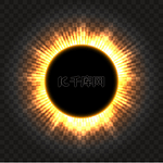 透明的日全食图标透明背景上的日全食矢量图带日冕的满月阴影日食