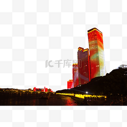 湖南长沙夜晚城市办公楼夜景