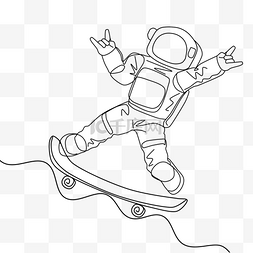 实线线条图片_单色实线人类宇航员月球运动滑板