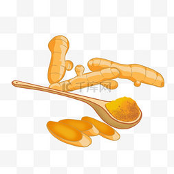 咖喱粉姜黄香料印度食物卡通风格
