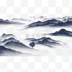 水墨山水山峰图片_中国风水墨水粉山水古风