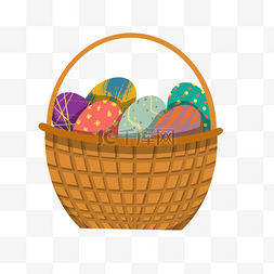 水蛋图片_装有六个彩蛋的复活节篮子剪贴画
