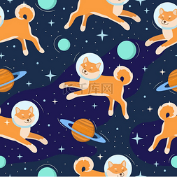 png宇宙壁纸图片_可爱的shiba inu狗宇航员在开放的空