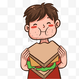 吃三明治的小男孩