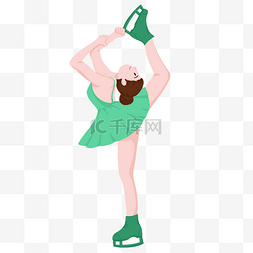 绿色裙子的女孩图片_冬奥会奥运会花样滑冰穿绿裙子滑