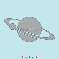 天文学图标图片_圆环图标上有卫星的行星.. 圆环图