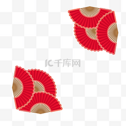 春节扇子装饰图片_新年国风红色扇子红色喜庆国潮