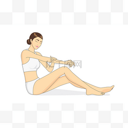 防晒霜隔离图片_全身女人手臂上应用保湿剂.