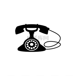复古电话图标图片_带有手机隔离图标的老式旋转拨号