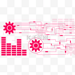 红色科技几何线条