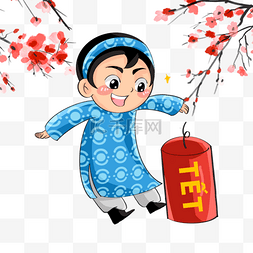 古风蓝色背景图片_越南新年春节放爆竹