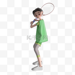 3D立体运动人物网球女孩