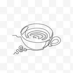 咖啡豆杯图片_抽象线条画咖啡豆