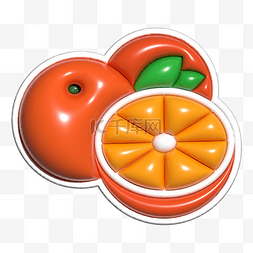 水果边图片_AI膨胀风白色描边水果橙子贴纸