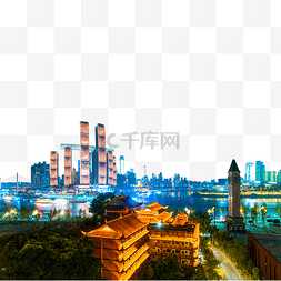 福图片_城市夜景晚上建筑物建筑静物