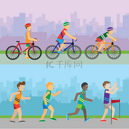 运动健康跑步图片_体育娱乐横幅不同的比赛体育娱乐