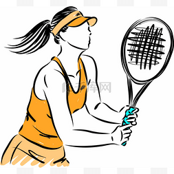 有球拍矢量插图的漂亮女子网球选