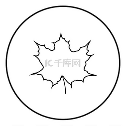 ps平面植物素材图片_枫叶剪影图标黑色轮廓矢量插图平