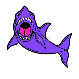 夏天游泳图片_卡通鲨鱼的插图。