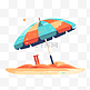 夏季扁平卡通风沙滩太阳伞