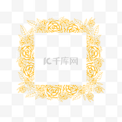 金线金色花卉婚礼花边正方形玫瑰