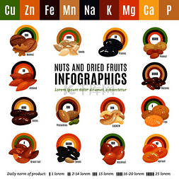 干果矢量图图片_平面设计信息图表显示有关坚果和