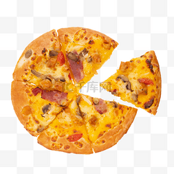 火腿披萨饼图片_培根披萨