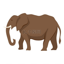 非洲草原野生动物图片_大象的程式化插图。