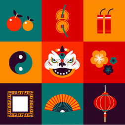 各种各样图标图片_关于中国新年在各种各样的颜色矢