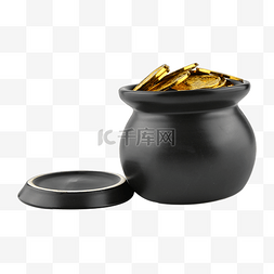 收益陶罐金币金色