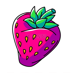 现代风格的元素图片_草莓插图五颜六色的可爱卡通图标