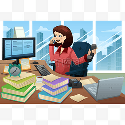 clip图片_Busy businesswoman on the phone