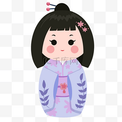 日本可爱可爱图片_日本娃娃木芥子紫色服饰