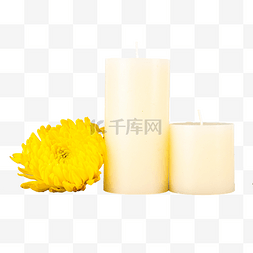 祭奠先祖图片_白蜡烛和菊花