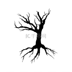 向量的死树图片_令人毛骨悚然的死树剪影矢量图。