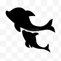 海豚剪影可爱动物剪影